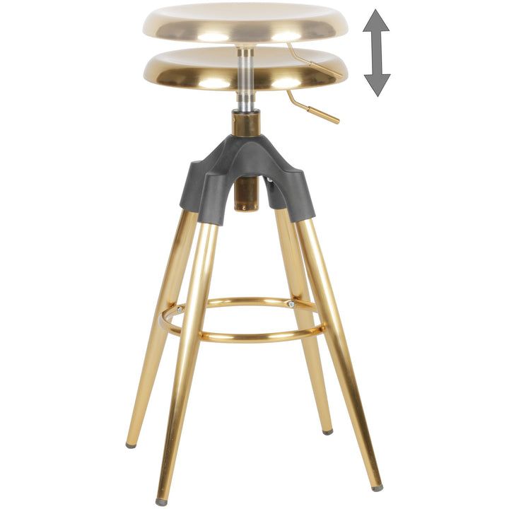Industrie Barhocker TIBER_ Höhenverstellbar_ drehbar_ goldfarben_ Eisenmaterial_ Kunststoffkappen_ 72-80 cm - KADIMA DESIGN_Farbe_ Gold_ Größe_ 53x53x80 cm_