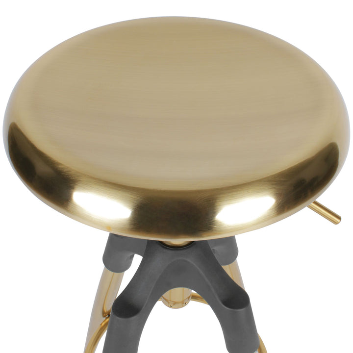Industrie Barhocker TIBER_ Höhenverstellbar_ drehbar_ goldfarben_ Eisenmaterial_ Kunststoffkappen_ 72-80 cm - KADIMA DESIGN_Farbe_ Gold_ Größe_ 53x53x80 cm_