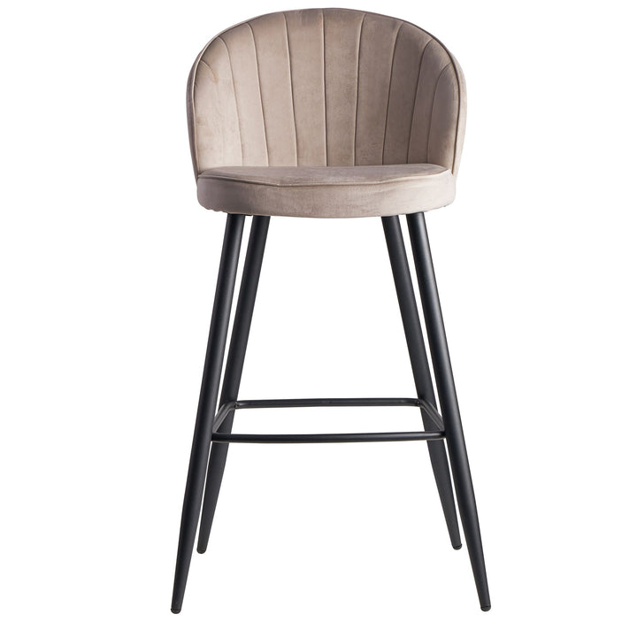 Barhocker ADIGE_ Skandinavisches Design_ Samtbezug_ Metallbeine_ 110 kg Belastung_ Beige Farbe - KADIMA DESIGN_Farbe_ Beige_ Größe_ 56x53x103 cm_