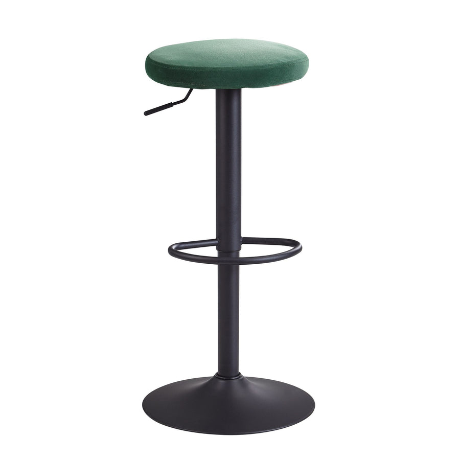 Barhocker CAMPANIA_ 58-79 cm Sitzhöhe_ Eisenmaterial_ Samt/Wildlederoptik Bezug_ 360° drehbar - KADIMA DESIGN_Farbe_ Grün_ Material_ Samt_ Größe_ 40x40x79 cm_