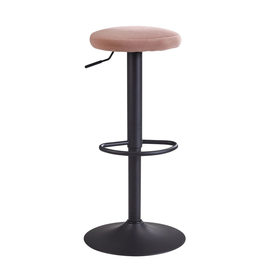 Barhocker CAMPANIA_ 58-79 cm Sitzhöhe_ Eisenmaterial_ Samt/Wildlederoptik Bezug_ 360° drehbar - KADIMA DESIGN_Farbe_ Rosa_ Material_ Samt_ Größe_ 40x40x79 cm_