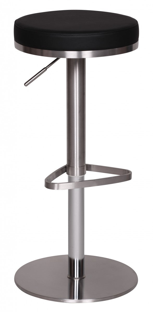 Barhocker ELBE_ höhenverstellbar_ gepolsterte Sitzfläche_ Triangel Fußablage_ max. 110 kg Belastung - KADIMA DESIGN_Farbe_ Schwarz_ Größe_ 38x38x82 cm_