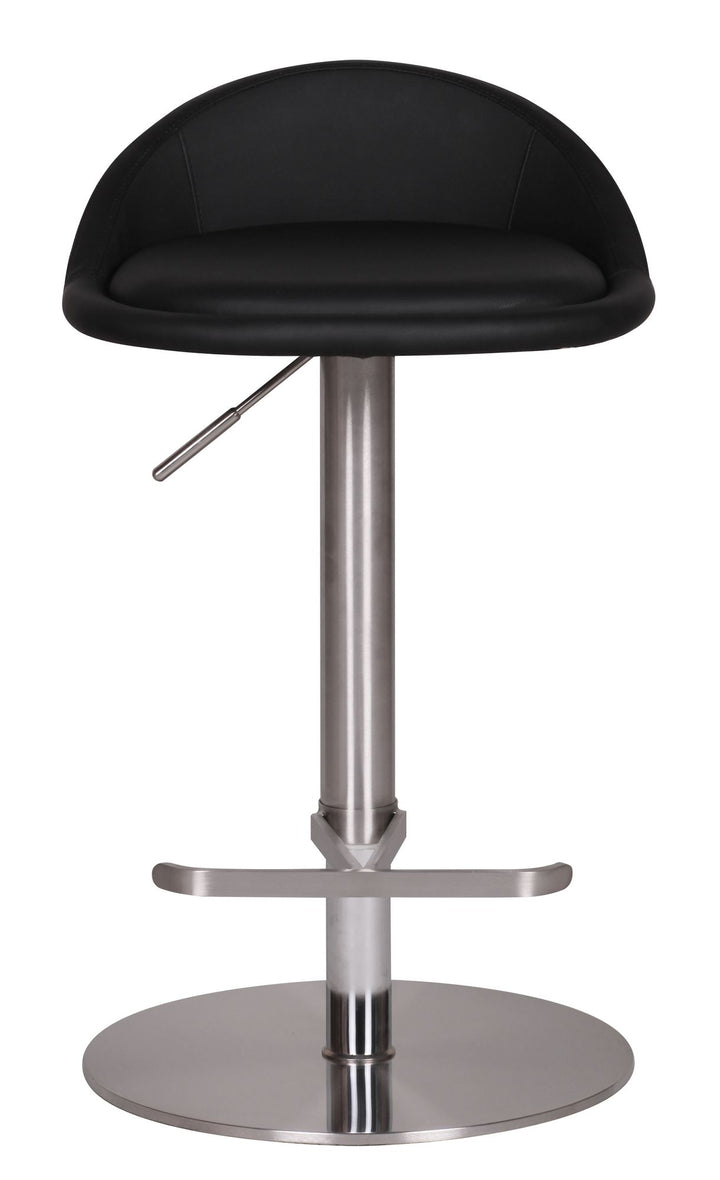 Barhocker DONAU_ höhenverstellbar_ halbrunde Rückenlehne_ Edelstahl_ max. 110 kg Belastung - KADIMA DESIGN_Farbe_ Schwarz_ Größe_ 43x43x90 cm_