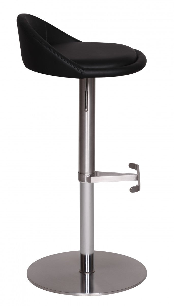 Barhocker DONAU_ höhenverstellbar_ halbrunde Rückenlehne_ Edelstahl_ max. 110 kg Belastung - KADIMA DESIGN_Farbe_ Schwarz_ Größe_ 43x43x90 cm_