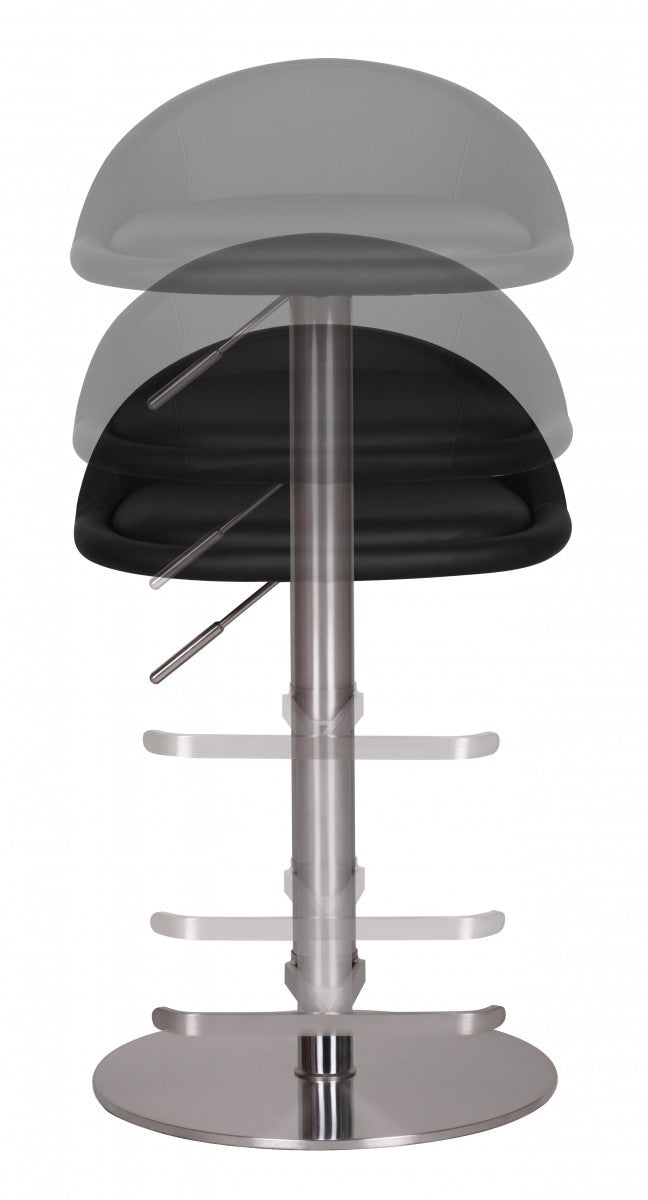 Barhocker DONAU_ höhenverstellbar_ halbrunde Rückenlehne_ Edelstahl_ max. 110 kg Belastung - KADIMA DESIGN_Farbe_ Schwarz_ Größe_ 43x43x90 cm_