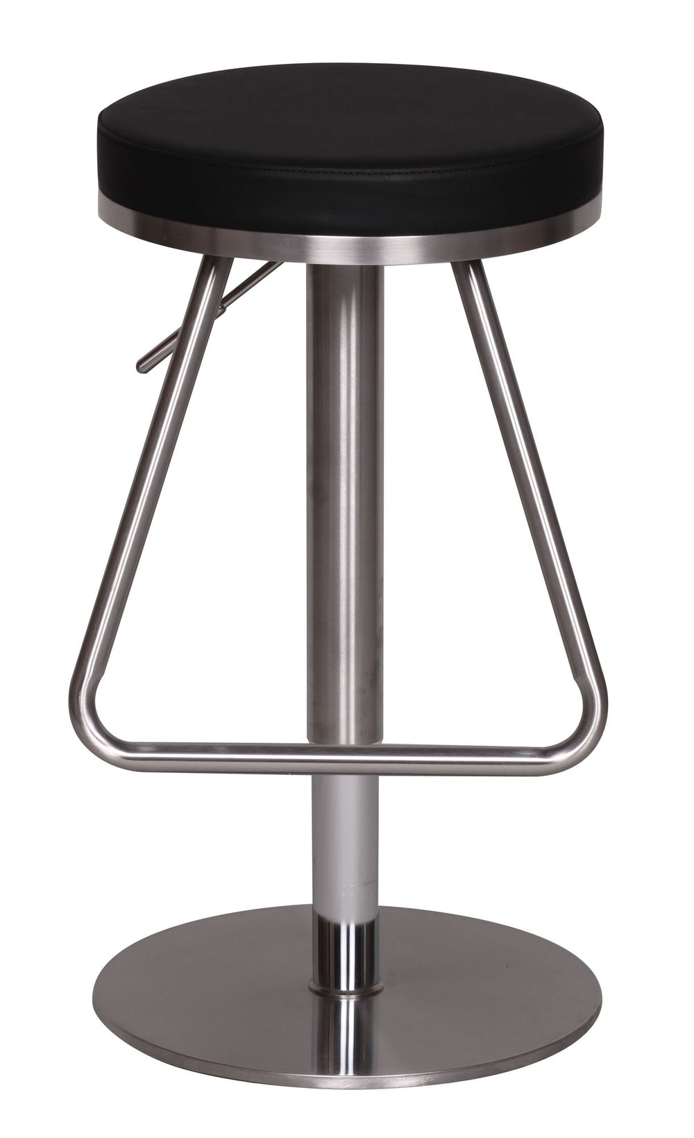 Barhocker MIS_ höhenverstellbar_ Edelstahl_ runde Sitzfläche_ Anti-Rutsch-Pads_ max. 110 kg - KADIMA DESIGN_Farbe_ Schwarz_ Größe_ 39x39x79 cm_