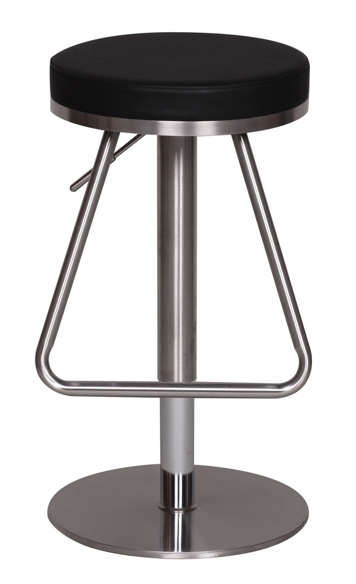 Barhocker MIS_ höhenverstellbar_ Edelstahl_ runde Sitzfläche_ Anti-Rutsch-Pads_ max. 110 kg - KADIMA DESIGN_Farbe_ Schwarz_ Größe_ 39x39x79 cm_