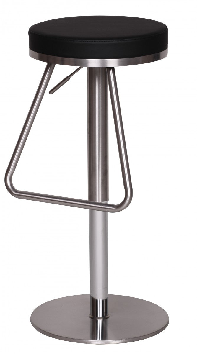 Barhocker MIS_ höhenverstellbar_ Edelstahl_ runde Sitzfläche_ Anti-Rutsch-Pads_ max. 110 kg - KADIMA DESIGN_Farbe_ Schwarz_ Größe_ 39x39x79 cm_