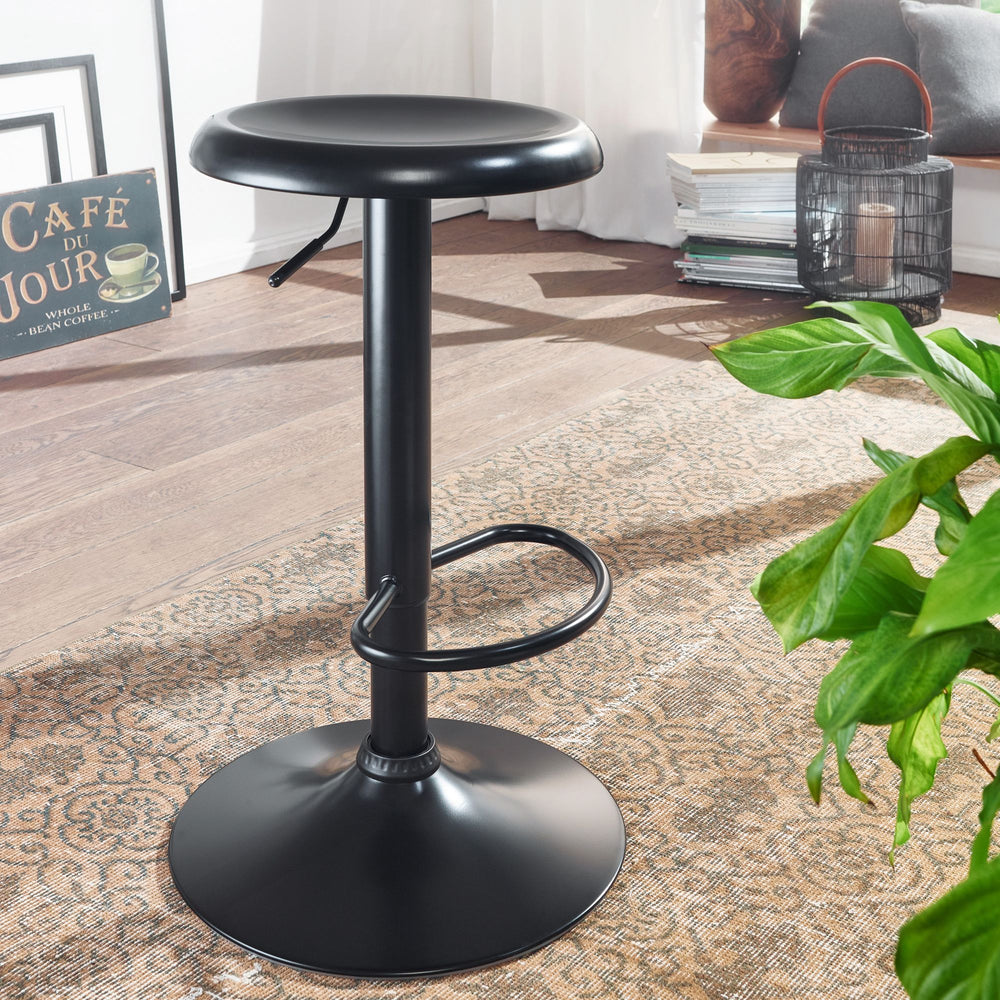 Moderne Barhocker_ höhenverstellbar mit Fußablage_ Schwarz_ 40x58-79cm - KADIMA DESIGN_Größe_ 40x40x79 cm_