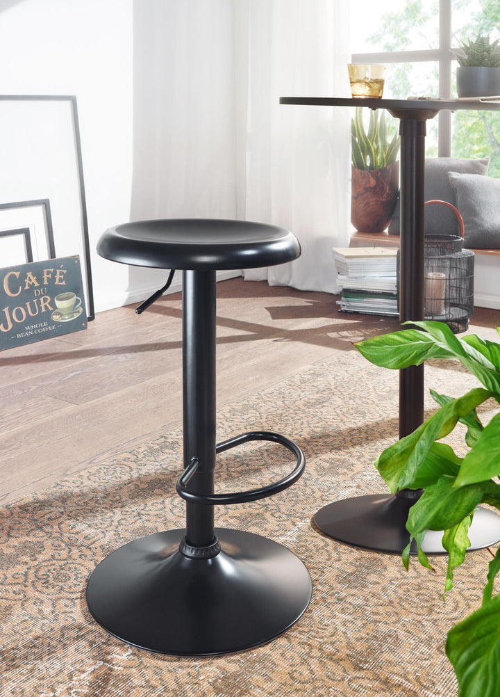 Moderne Barhocker_ höhenverstellbar mit Fußablage_ Schwarz_ 40x58-79cm - KADIMA DESIGN_Größe_ 40x40x79 cm_
