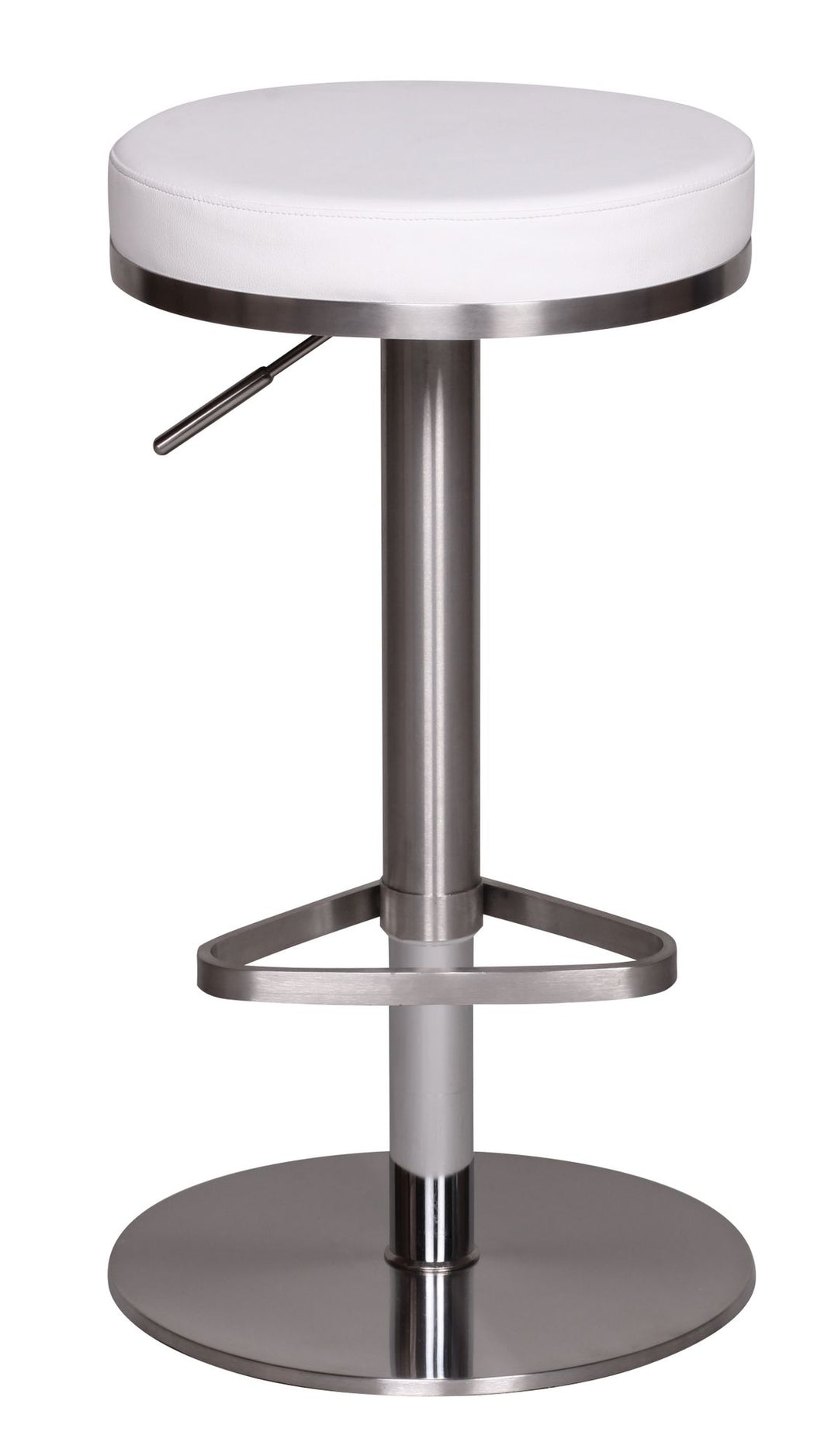 Barhocker ELBE_ höhenverstellbar_ gepolsterte Sitzfläche_ Triangel Fußablage_ max. 110 kg Belastung - KADIMA DESIGN_Farbe_ Weiß_ Größe_ 38x38x82 cm_