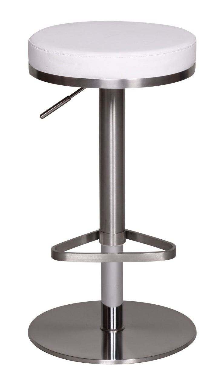 Barhocker ELBE_ höhenverstellbar_ gepolsterte Sitzfläche_ Triangel Fußablage_ max. 110 kg Belastung - KADIMA DESIGN_Farbe_ Weiß_ Größe_ 38x38x82 cm_