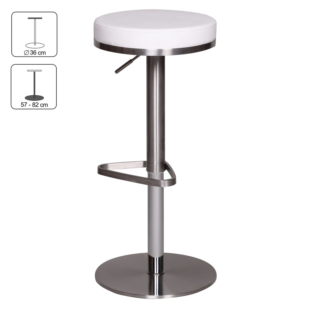 Barhocker ELBE_ höhenverstellbar_ gepolsterte Sitzfläche_ Triangel Fußablage_ max. 110 kg Belastung - KADIMA DESIGN_Farbe_ Weiß_ Größe_ 38x38x82 cm_