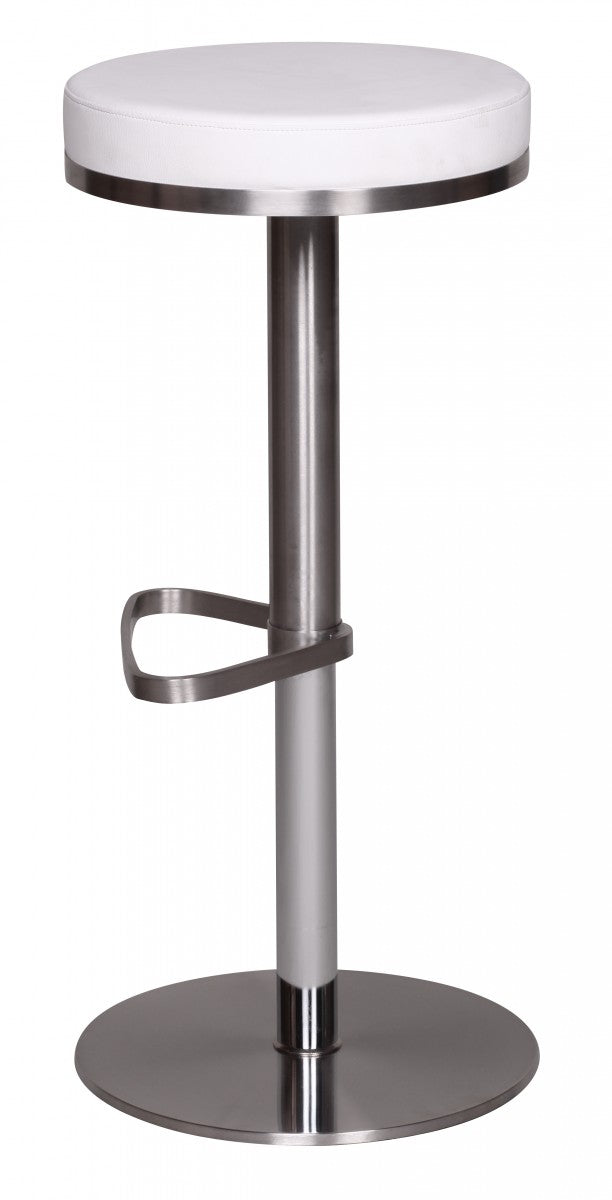 KADIMA DESIGN Barhocker ELBE - Höhenverstellbar mit gepolsterter Sitzfläche_ Triangel Fußablage und einer Belastbarkeit bis zu 110 kg_Weiß_#sku_BARWL1.294#