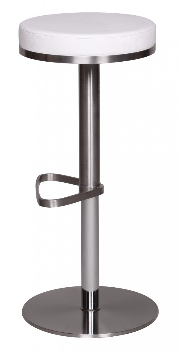 Barhocker ELBE_ höhenverstellbar_ gepolsterte Sitzfläche_ Triangel Fußablage_ max. 110 kg Belastung - KADIMA DESIGN_Farbe_ Weiß_ Größe_ 38x38x82 cm_