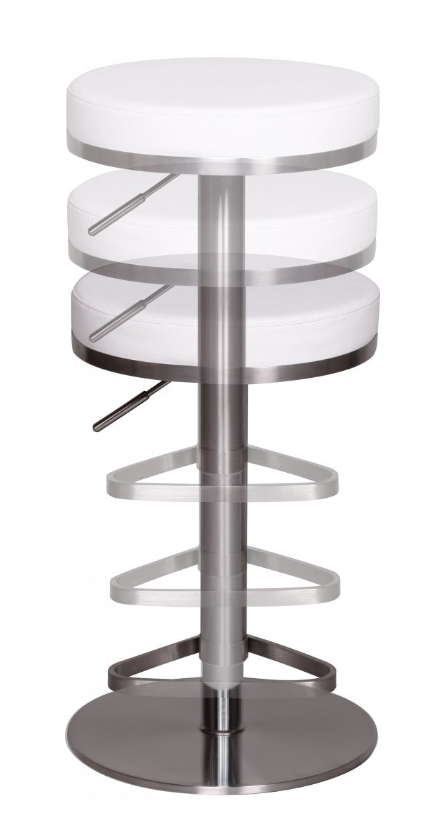 Barhocker ELBE_ höhenverstellbar_ gepolsterte Sitzfläche_ Triangel Fußablage_ max. 110 kg Belastung - KADIMA DESIGN_Farbe_ Weiß_ Größe_ 38x38x82 cm_