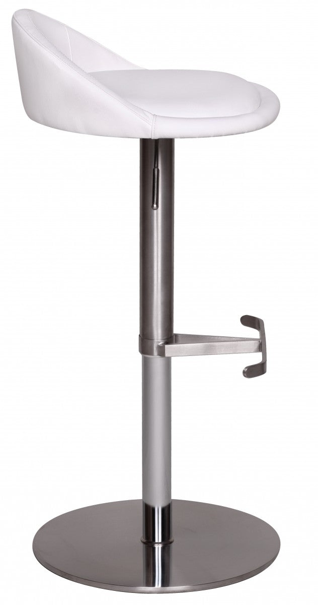 Barhocker DONAU  höhenverstellbar  halbrunde Rückenlehne  Edelstahl  max. 110 kg Belastung - KADIMA DESIGN Farbe  Weiß  Größe  43x43x90 cm
