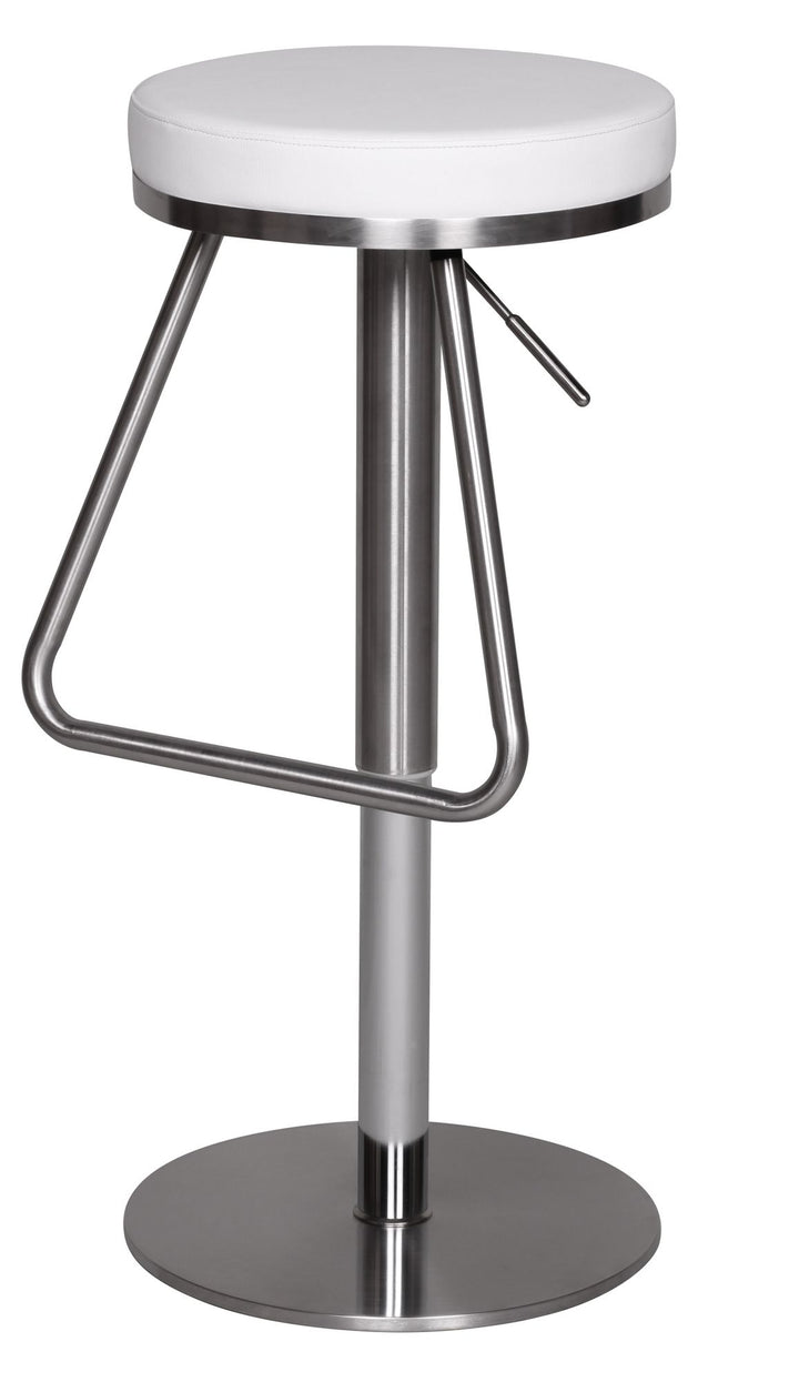 Barhocker MIS_ höhenverstellbar_ Edelstahl_ runde Sitzfläche_ Anti-Rutsch-Pads_ max. 110 kg - KADIMA DESIGN_Farbe_ Weiß_ Größe_ 39x39x79 cm_