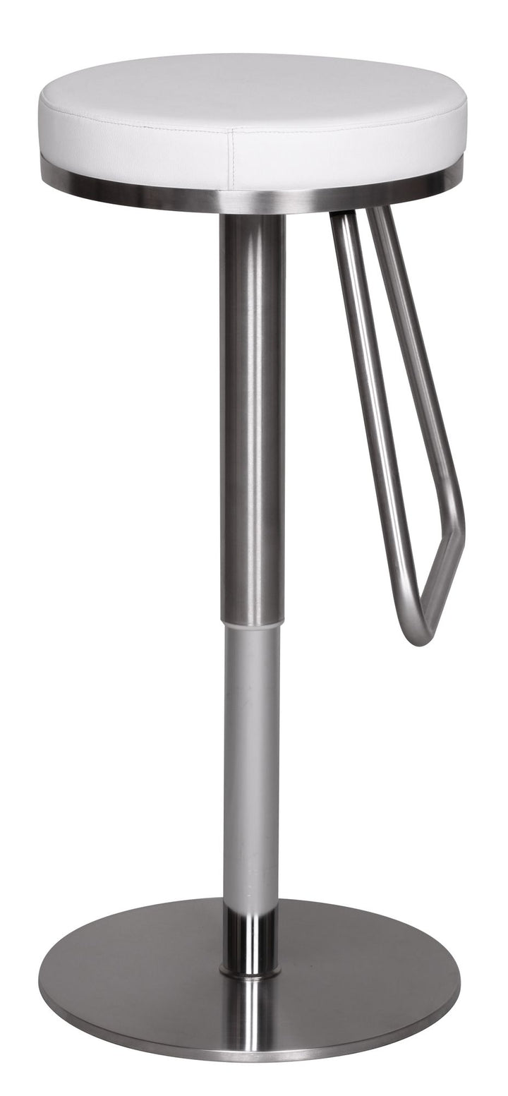 Barhocker MIS_ höhenverstellbar_ Edelstahl_ runde Sitzfläche_ Anti-Rutsch-Pads_ max. 110 kg - KADIMA DESIGN_Farbe_ Weiß_ Größe_ 39x39x79 cm_