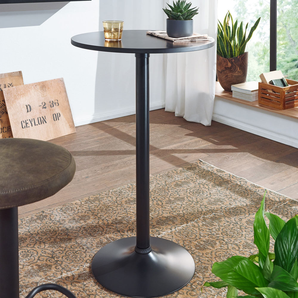 Modischer Bartisch in Schwarz_ Trompetenfuß_ 30 kg Belastbar_ für Gastronomie/Zuhause - KADIMA DESIGN_Größe_ 60x60x100 cm_
