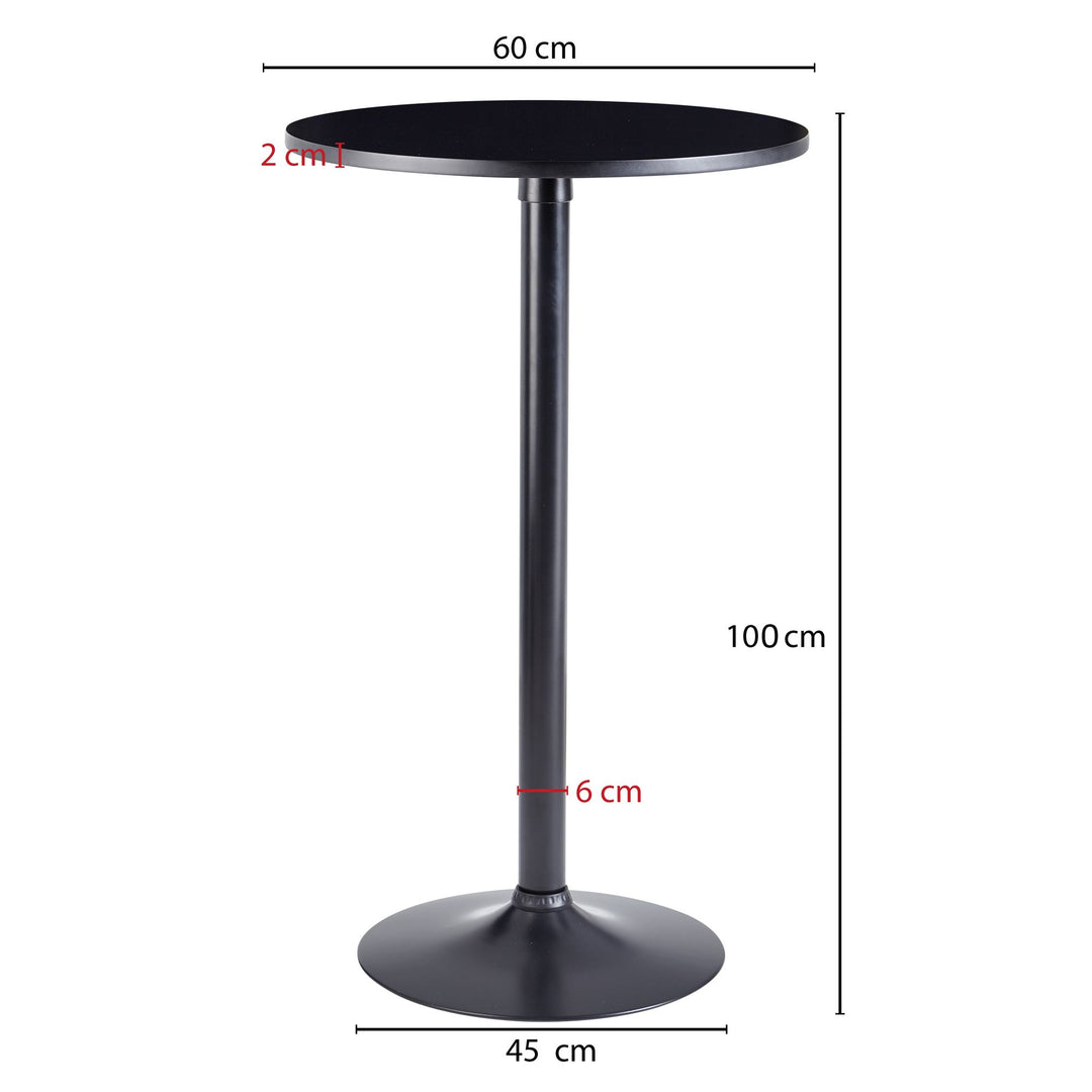 Modischer Bartisch in Schwarz_ Trompetenfuß_ 30 kg Belastbar_ für Gastronomie/Zuhause - KADIMA DESIGN_Größe_ 60x60x100 cm_