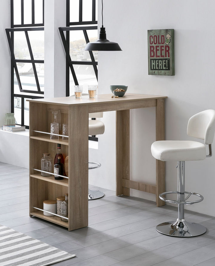Küchentresen GANDER_ Edelstahl_ 3 Fächer_ große Ablage_ 120x107_5x60 cm_ Melaminharzbeschichtung_ maximale Belastung 40 kg - KADIMA DESIGN_Farbe_ Beige_ Größe_ 120x60x107 cm_