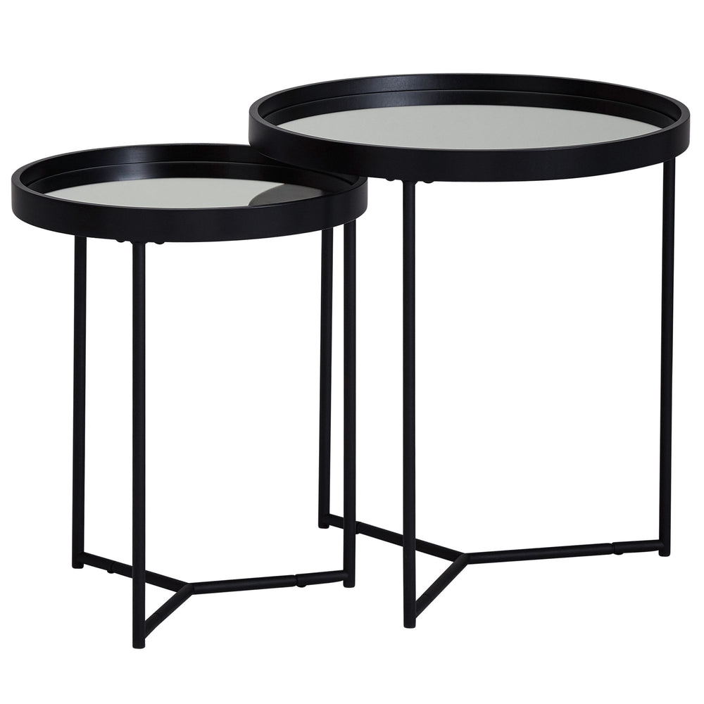 Stilvolles Satztisch-Set_ 2-teilig_ Metall und Holz_ schwarzer Farbton_ pflegeleicht_ bis zu 3 kg Belastbarkeit pro Tisch - KADIMA DESIGN_Größe_ 45x45x50 cm_