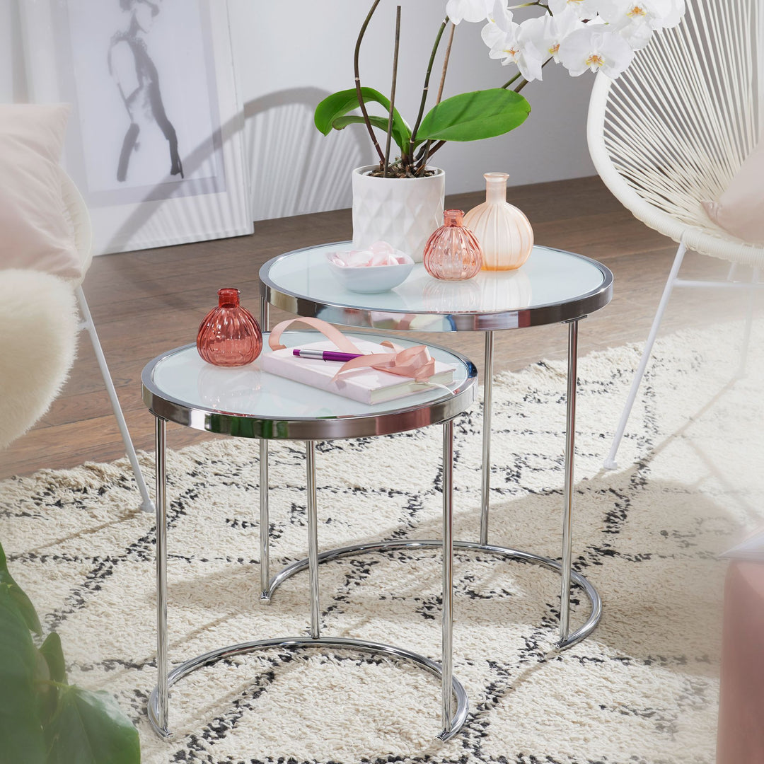 couchtisch set rund glas 2-tlg. – modern & platzsparend – kadima