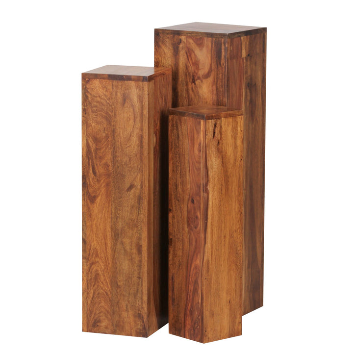 KADIMA DESIGN Beistelltisch-Sets aus Massivholz_ handgefertigt & einzigartig mit Maserung und Rissen - für jeden Wohnstil_Braun_#sku_BARWL1.566#