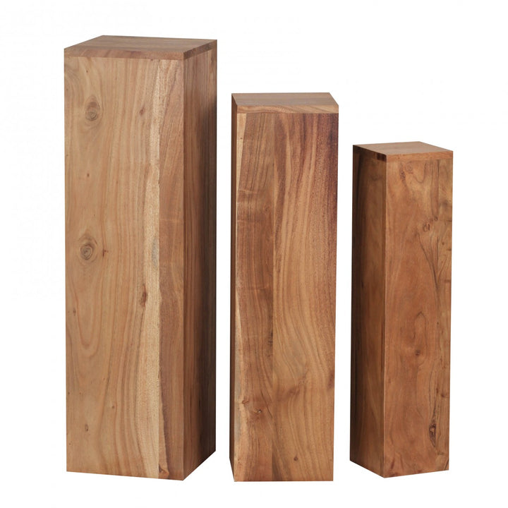 KADIMA DESIGN Beistelltisch-Sets aus Massivholz_ handgefertigt & einzigartig mit Maserung und Rissen - für jeden Wohnstil_Beige_#sku_BARWL1.567#