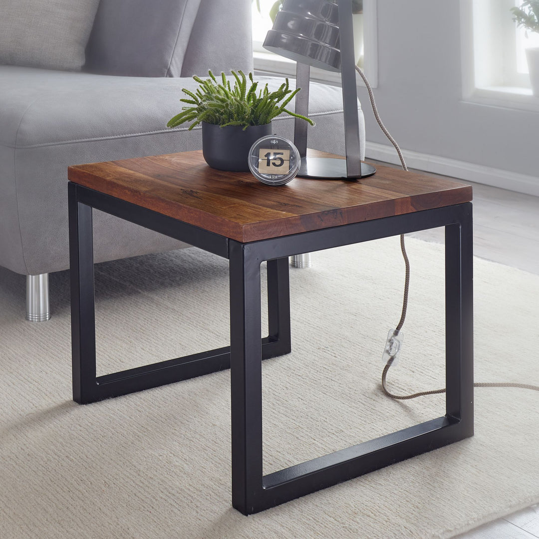 Industrial-Beistelltisch aus Sheeshamholz_ Stilvoll_ funktional und langlebig - KADIMA DESIGN_Größe_ 45x45x40 cm_