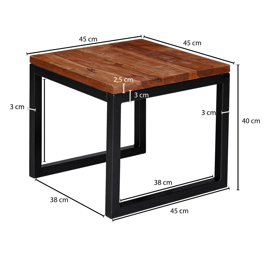 Industrial-Beistelltisch aus Sheeshamholz_ Stilvoll_ funktional und langlebig - KADIMA DESIGN_Größe_ 45x45x40 cm_