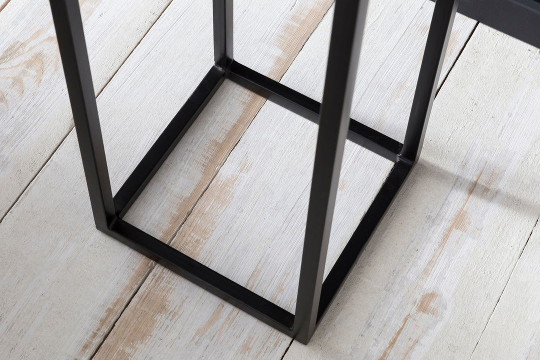 Massiver Holz-Beistelltisch_ Akazienholz und Metall_ Industriedesign_ 30x97x30 cm - KADIMA DESIGN_Größe_ 30x30x97 cm_