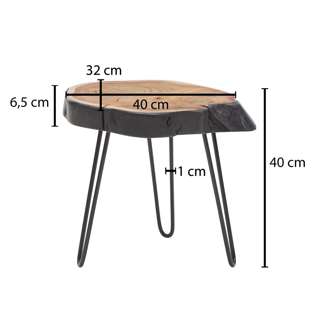 Massivholz Beistelltisch_ Industrial-Stil_ Handgefertigt_ Baumkante Design - KADIMA DESIGN_Größe_ 40x32x40 cm_