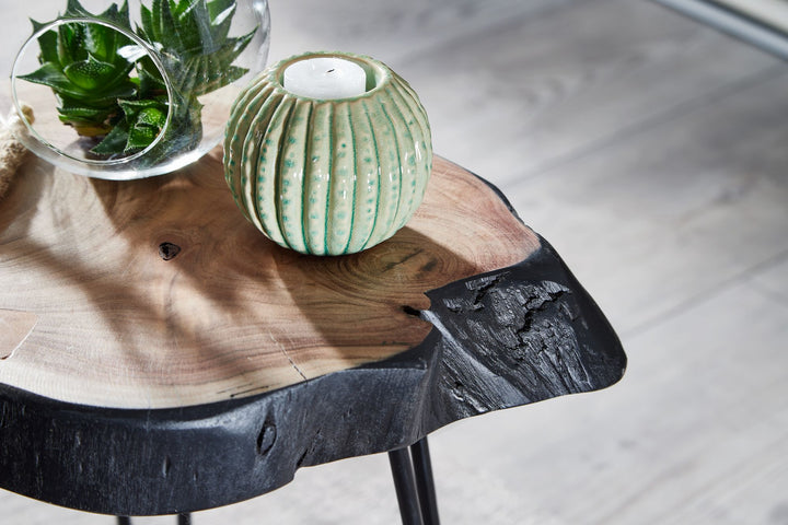 Massivholz Beistelltisch_ Industrial-Stil_ Handgefertigt_ Baumkante Design - KADIMA DESIGN_Größe_ 40x32x40 cm_
