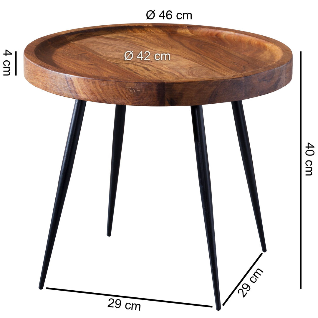 Massiver Beistelltisch aus Sheeshamholz und Metall_ Industrial-Design_ vielseitig einsetzbar_ 50 kg Belastbarkeit - KADIMA DESIGN_Größe_ 46x46x40 cm_