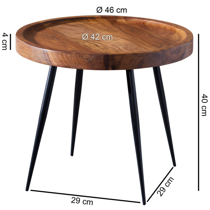 Massiver Beistelltisch aus Sheeshamholz und Metall_ Industrial-Design_ vielseitig einsetzbar_ 50 kg Belastbarkeit - KADIMA DESIGN_Größe_ 46x46x40 cm_