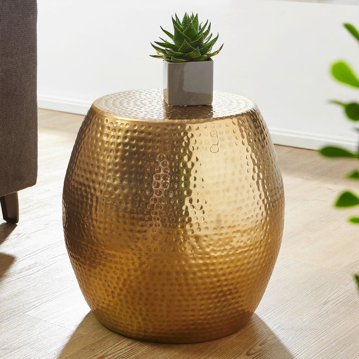 Beistelltisch ENNS_ Orientalisch_ Hammerschlag-Struktur_ Aluminium_ 42x42x42 cm - KADIMA DESIGN_Farbe_ Gold_ Größe_ 42x42x42 cm_