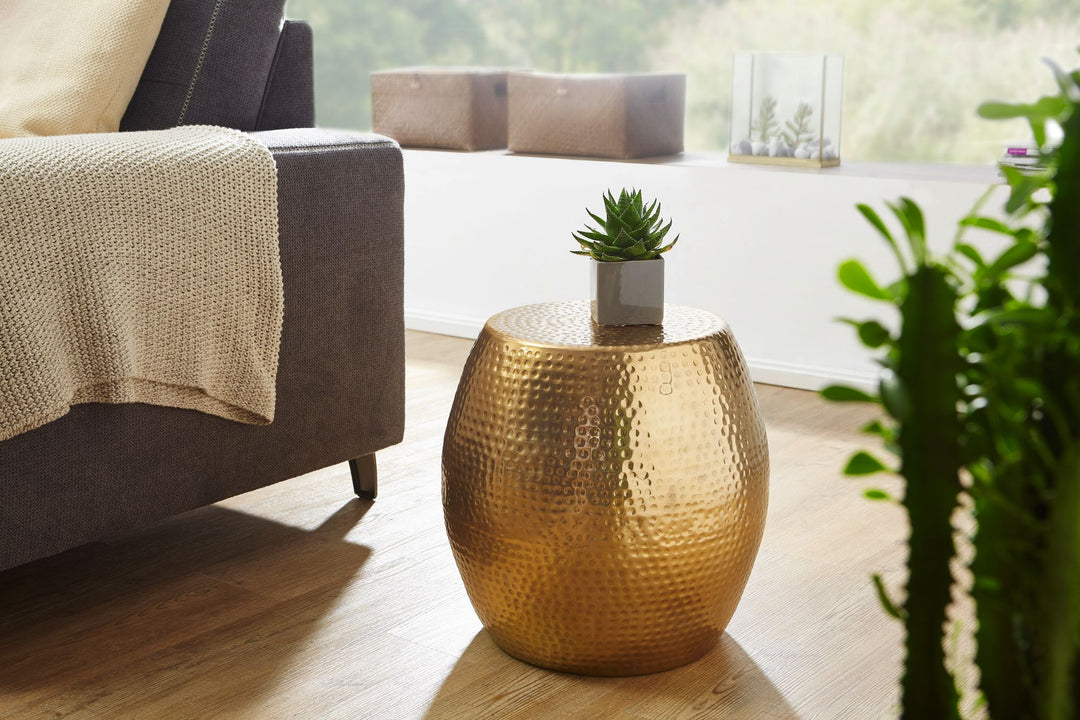 Beistelltisch ENNS_ Orientalisch_ Hammerschlag-Struktur_ Aluminium_ 42x42x42 cm - KADIMA DESIGN_Farbe_ Gold_ Größe_ 42x42x42 cm_