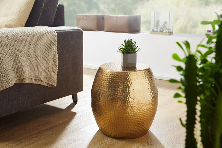 Beistelltisch ENNS_ Orientalisch_ Hammerschlag-Struktur_ Aluminium_ 42x42x42 cm - KADIMA DESIGN_Farbe_ Gold_ Größe_ 42x42x42 cm_
