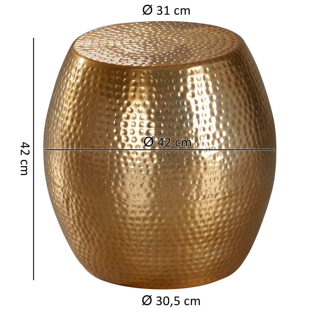 Beistelltisch ENNS_ Orientalisch_ Hammerschlag-Struktur_ Aluminium_ 42x42x42 cm - KADIMA DESIGN_Farbe_ Gold_ Größe_ 42x42x42 cm_