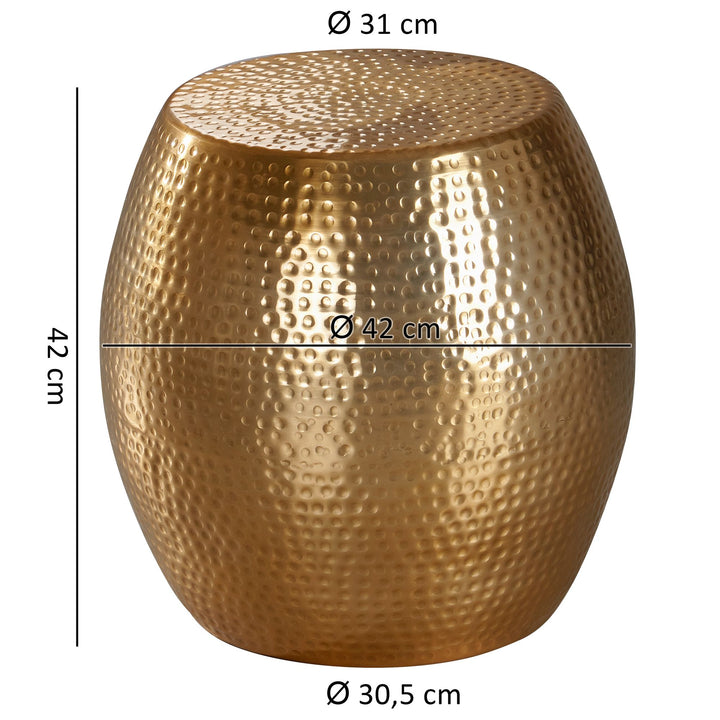 Beistelltisch ENNS_ Orientalisch_ Hammerschlag-Struktur_ Aluminium_ 42x42x42 cm - KADIMA DESIGN_Farbe_ Gold_ Größe_ 42x42x42 cm_