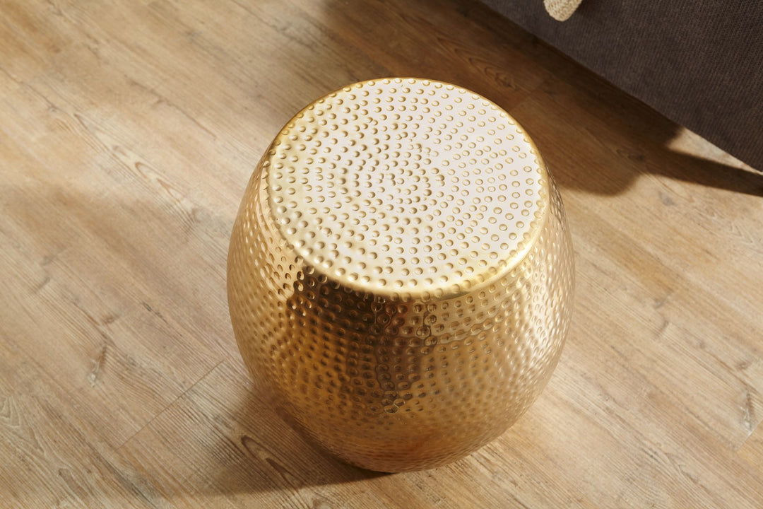 Beistelltisch ENNS_ Orientalisch_ Hammerschlag-Struktur_ Aluminium_ 42x42x42 cm - KADIMA DESIGN_Farbe_ Gold_ Größe_ 42x42x42 cm_