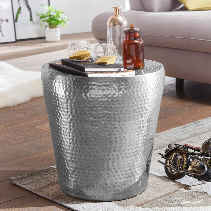Orientalischer Hammerschlag-Dekotisch aus Aluminium_ exotisches Design - KADIMA DESIGN_Größe_ 41x41x41 cm_