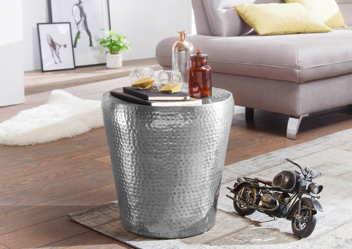 Orientalischer Hammerschlag-Dekotisch aus Aluminium_ exotisches Design - KADIMA DESIGN_Größe_ 41x41x41 cm_