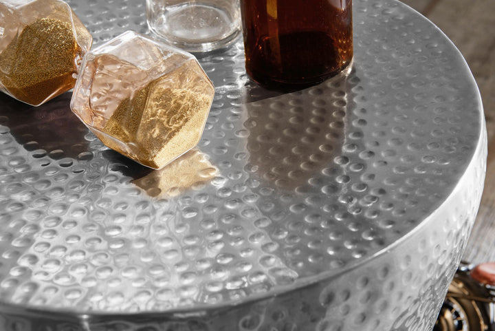Orientalischer Hammerschlag-Dekotisch aus Aluminium_ exotisches Design - KADIMA DESIGN_Größe_ 41x41x41 cm_