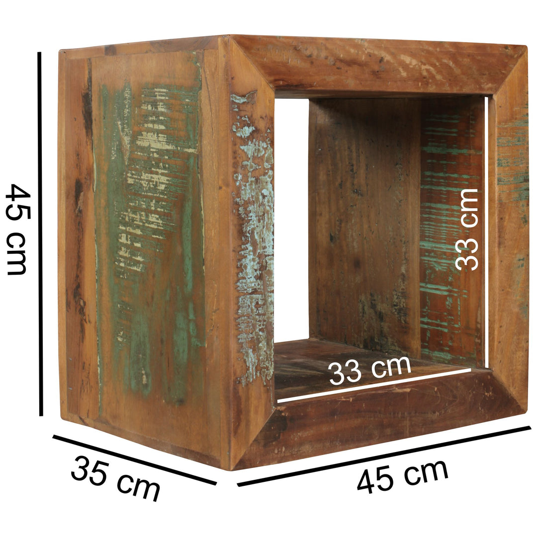 Quadratischer Beistelltisch Diana_ 45x45x35 cm_ Mango-Holz - Shabby-Chic &amp; Stabil - KADIMA DESIGN_Größe_ 45x35x45 cm_