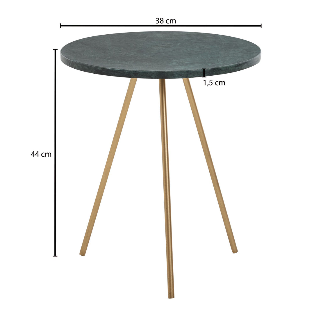 Beistelltisch aus echtem Marmor_ Green &amp; Gold Design_ Robuste Metallbeine_ 38x38x44 cm - KADIMA DESIGN_Größe_ 38x38x44 cm_