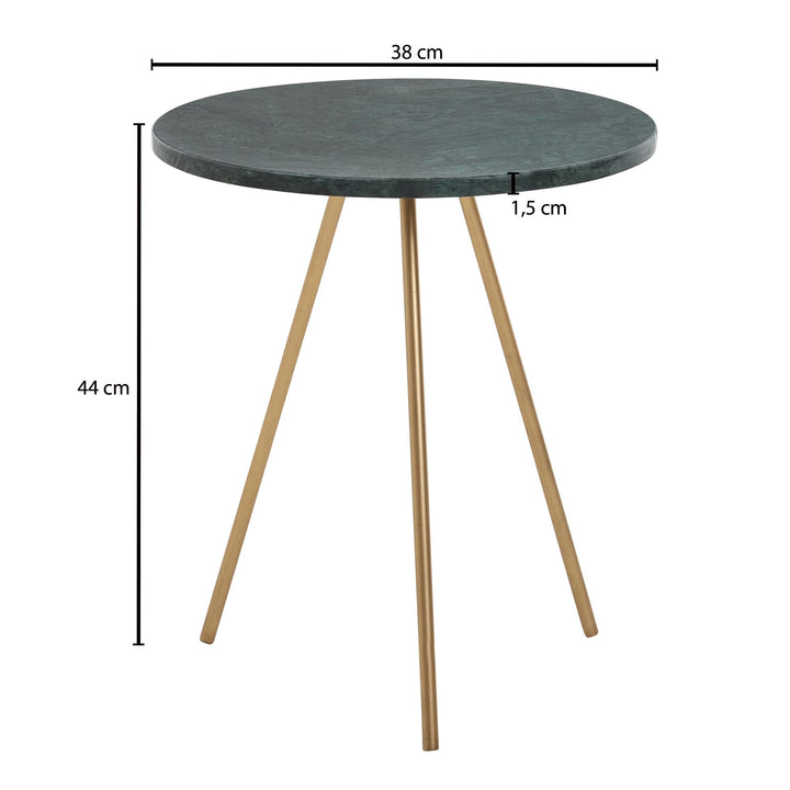 Beistelltisch aus echtem Marmor_ Green &amp;amp; Gold Design_ Robuste Metallbeine_ 38x38x44 cm - KADIMA DESIGN_Größe_ 38x38x44 cm_