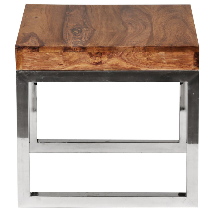 Quadratischer Couchtisch_ Massivholz_ Metallgestell_ 60x40x60 cm_ Sheesham-Massivholz_ pflegeleicht - KADIMA DESIGN_Größe_ 45x45x40 cm_